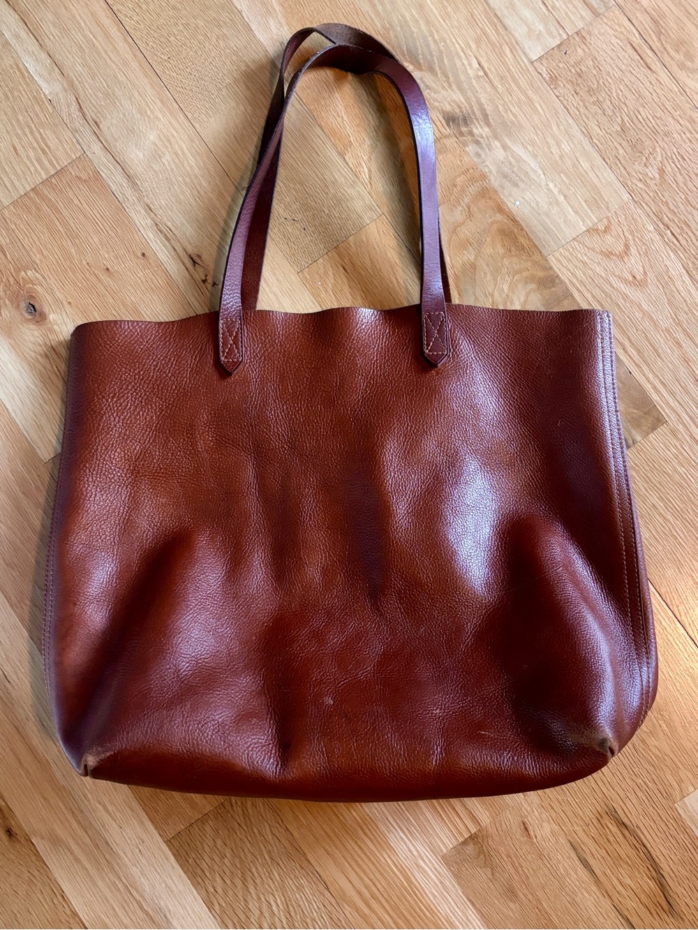 Madewell The Transport Large Leather Tote Shoulder Bag Brown Cognac Saddle Boho